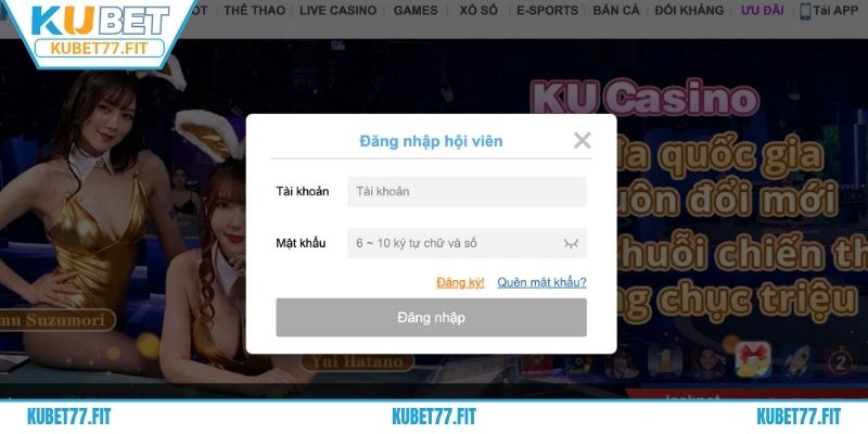 Thao tác truy cập trang chủ đăng nhập KUBET77